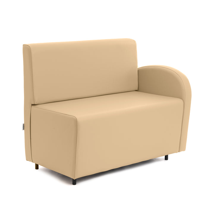 Divanetto Onda 2 posti con bracciolo dx per Locali in ecopelle Ignifugo Mamba Dim 108x62xH88