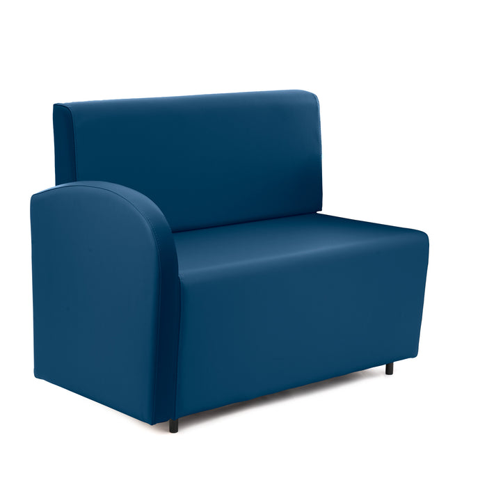 Divanetto Onda 2 posti con bracciolo dx per Locali in ecopelle Ignifugo Mamba Dim 108x62xH88