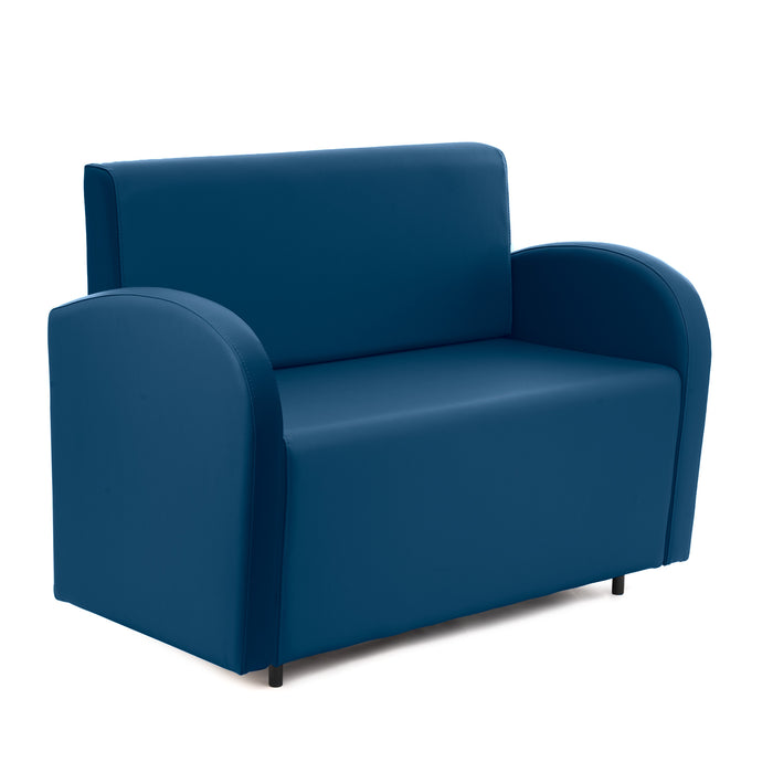 Divanetto Onda 2 posti con bracciolo dx per Locali in ecopelle Ignifugo Mamba Dim 108x62xH88