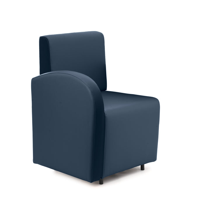 Divanetto Onda 1 posto con bracciolo dx per Locali in ecopelle Ignifugo Mamba Dim 58x62xH88