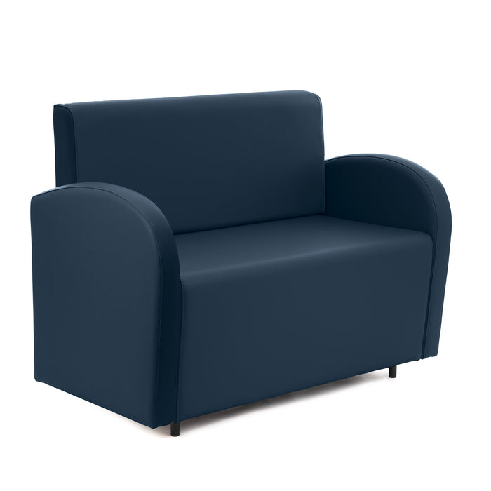 Divanetto Onda 2 posti con bracciolo dx per Locali in ecopelle Ignifugo Mamba Dim 108x62xH88