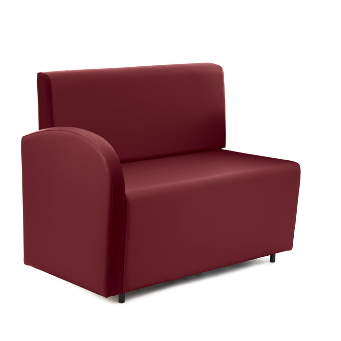 Divanetto Onda 2 posti con bracciolo dx per Locali in ecopelle Ignifugo Mamba Dim 108x62xH88