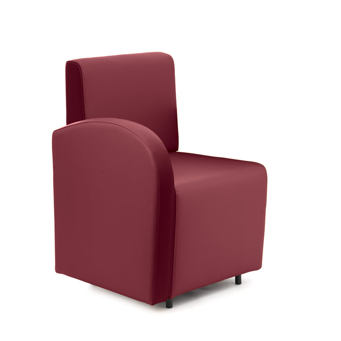 Divanetto Onda 1 posto con bracciolo dx per Locali in ecopelle Ignifugo Mamba Dim 58x62xH88
