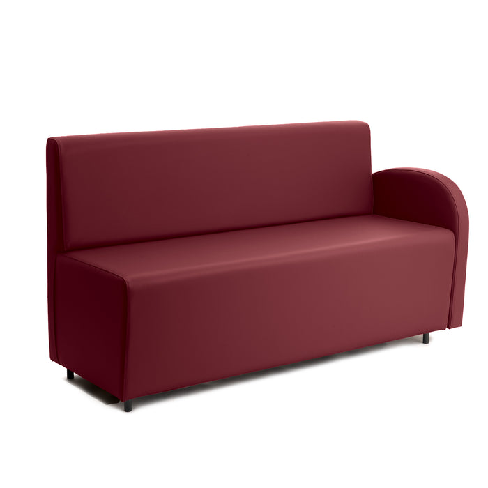 Divanetto Onda 3 posti con Bracciolo sx per Locali in ecopelle Ignifugo Mamba Dim 158x62xH88