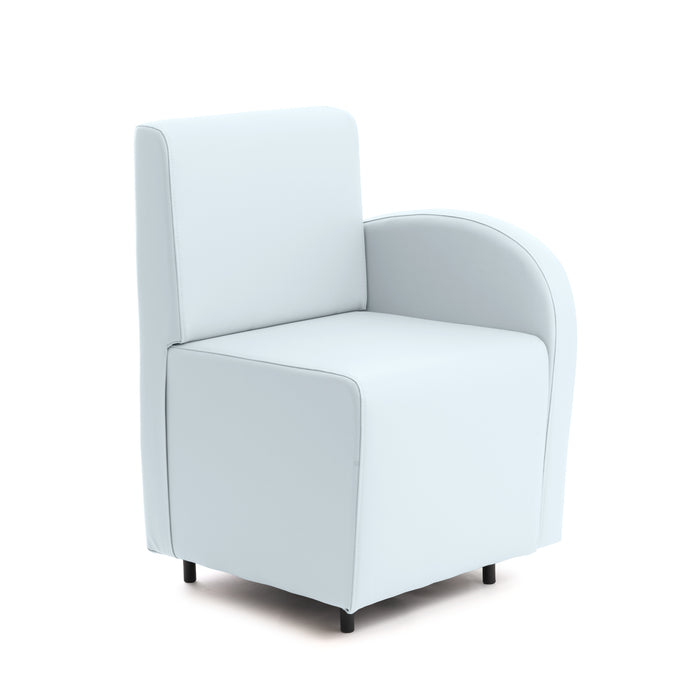 Divanetto Onda 1 posto con bracciolo dx per Locali in ecopelle Ignifugo Mamba Dim 58x62xH88