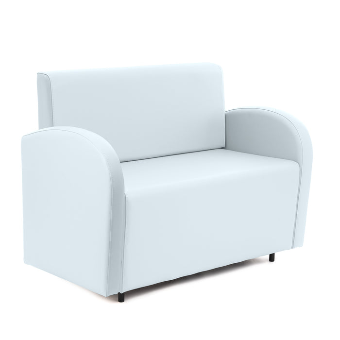 Divanetto Onda 2 posti con bracciolo dx per Locali in ecopelle Ignifugo Mamba Dim 108x62xH88