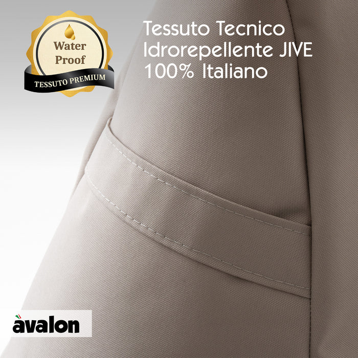 Pouf poltrona sacco con braccioli Ploof, Avalon in tessuto poliestere Jive per interno Imbottito. Dim: Ø85 x H90 cm