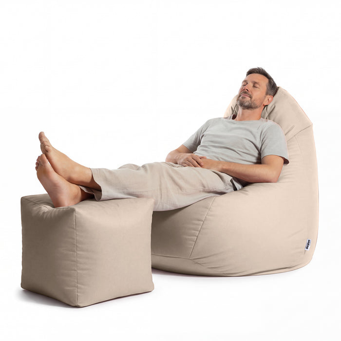 Pouf Poltrona Sacco Grande Sfoderabile con sacca interna BAG XXL Jive in tessuto per interno, Antistrappo, Impermeabile, opzione poggiapiedi - Ø95 x H135 cm
