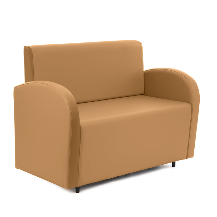 Divanetto Onda 2 posti con bracciolo dx per Locali in ecopelle Ignifugo Mamba Dim 108x62xH88