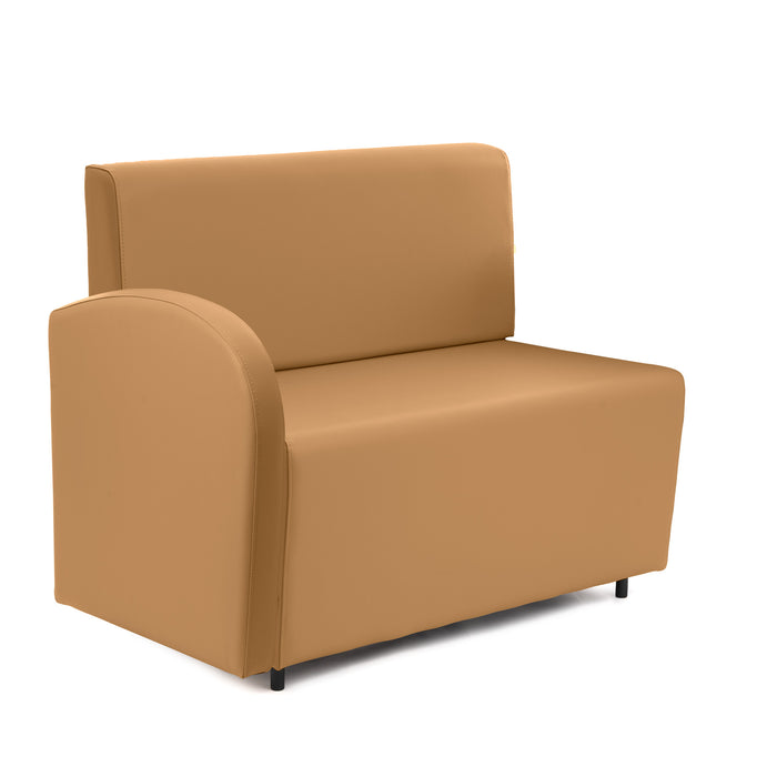Divanetto Onda 2 posti con bracciolo dx per Locali in ecopelle Ignifugo Mamba Dim 108x62xH88