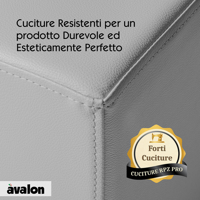 Avalon Jazz Rigid Cube Pouf in Faux Leather for Indoor and Outdoor Use. Dimensions: Width 40 cm X Depth 40 cm X Height 43 cm