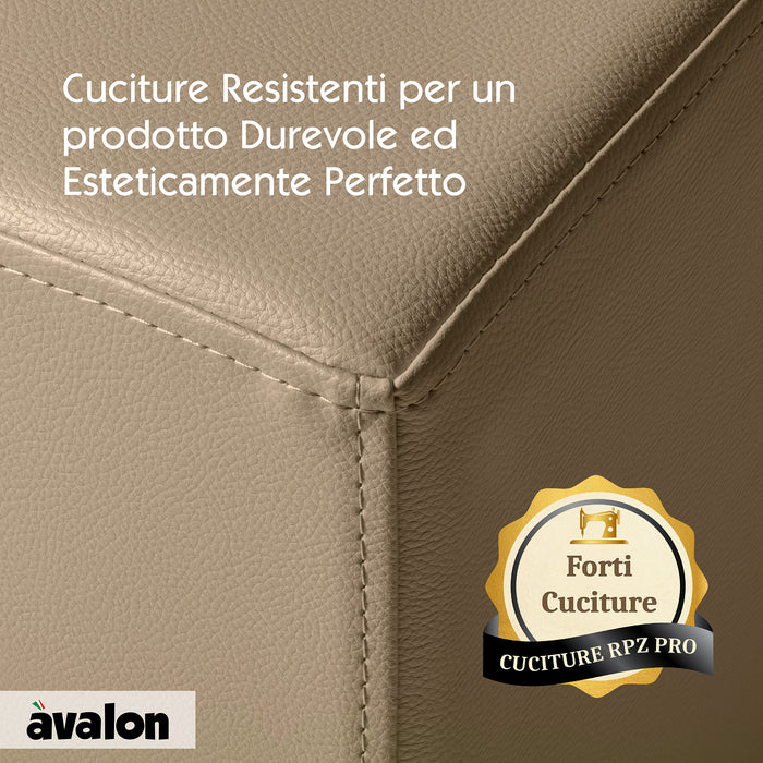 Avalon Jazz Rigid Cube Pouf in Faux Leather for Indoor and Outdoor Use. Dimensions: Width 40 cm X Depth 40 cm X Height 43 cm