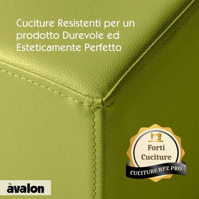 Avalon Jazz Rigid Cube Pouf in Faux Leather for Indoor and Outdoor Use. Dimensions: Width 40 cm X Depth 40 cm X Height 43 cm