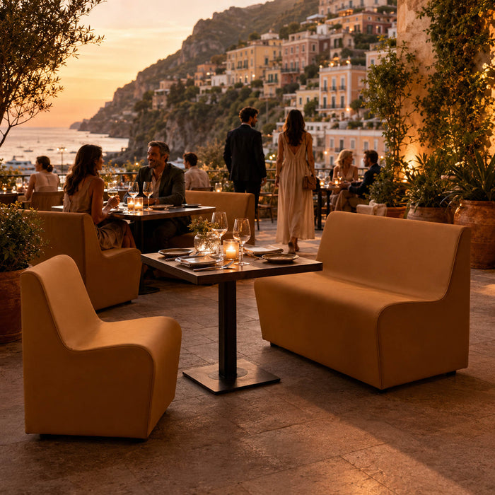 Dafne 2-Seater Sofa Armchair in Mamba Faux Leather for Outdoor Use