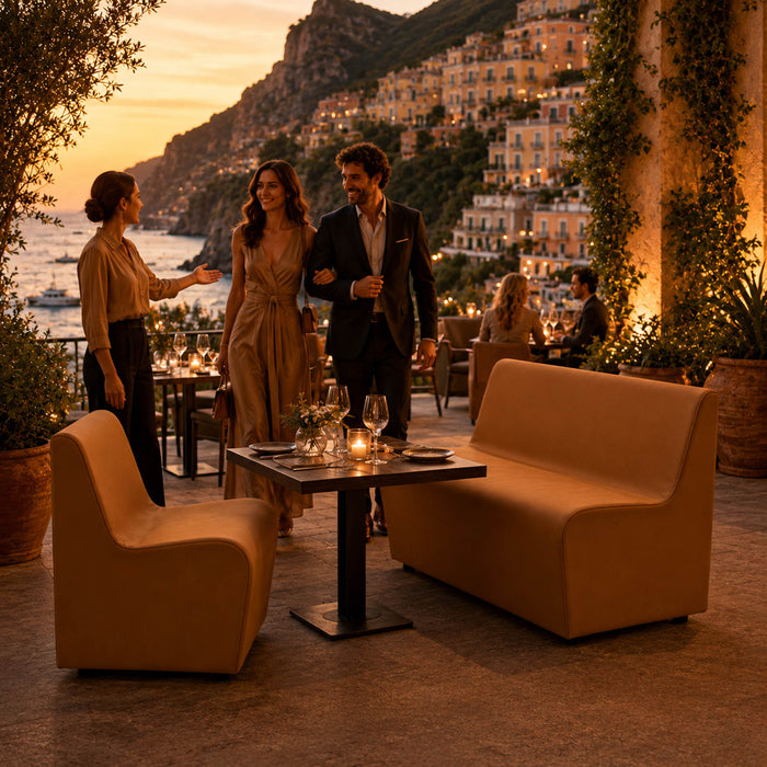 Dafne 2-Seater Sofa Armchair in Mamba Faux Leather for Outdoor Use