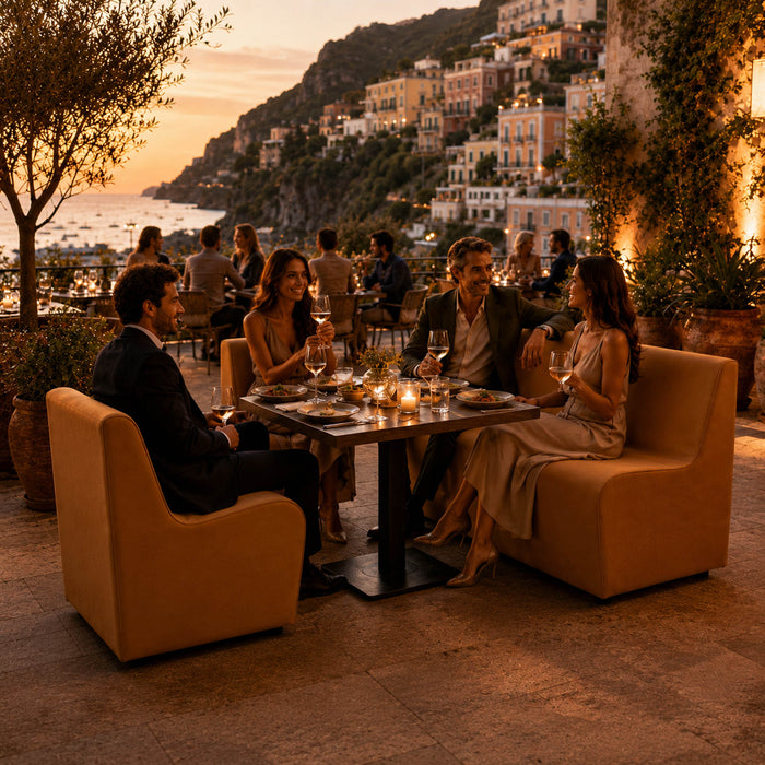 Dafne 2-Seater Sofa Armchair in Mamba Faux Leather for Outdoor Use