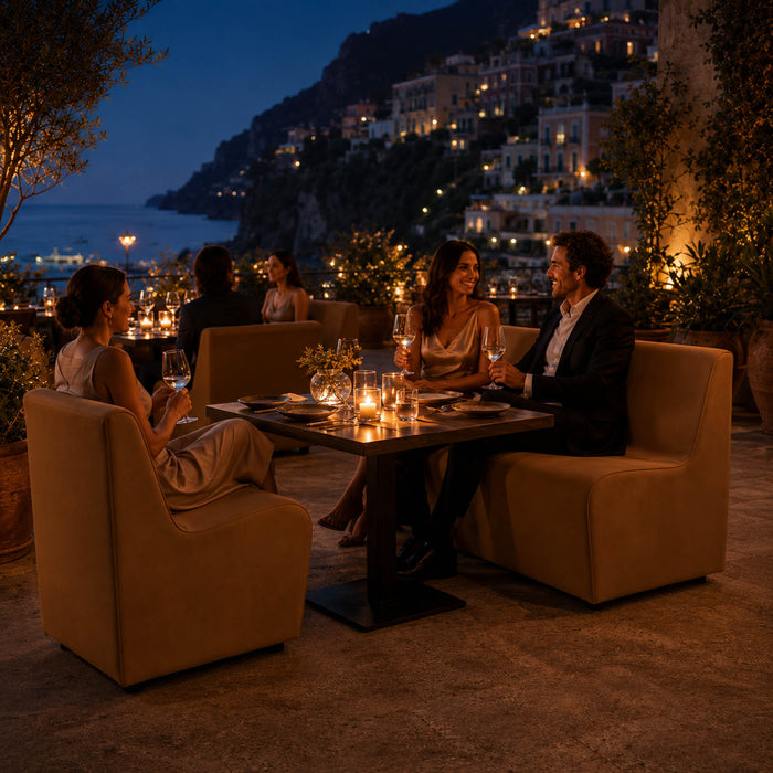 Dafne 2-Seater Sofa Armchair in Mamba Faux Leather for Outdoor Use