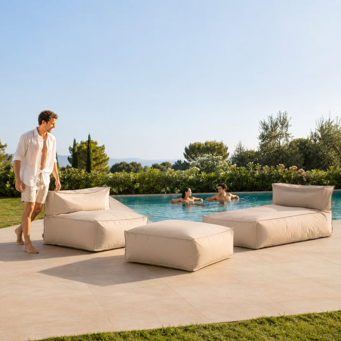 Pouf poltrona 1 posto Deluz per esterno in tessuto poliestere Samba dim: 98x98x65 cm