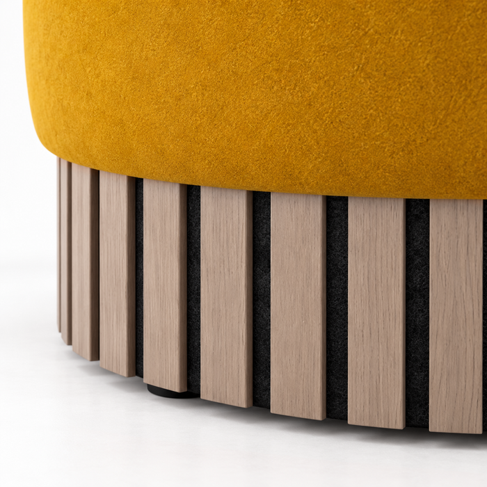 Pouf Classic Wood rigido in tessuto Antimacchia Nabù con tecnologia Aquaclean, Avalon per interno dim: Ø45xH43 cm