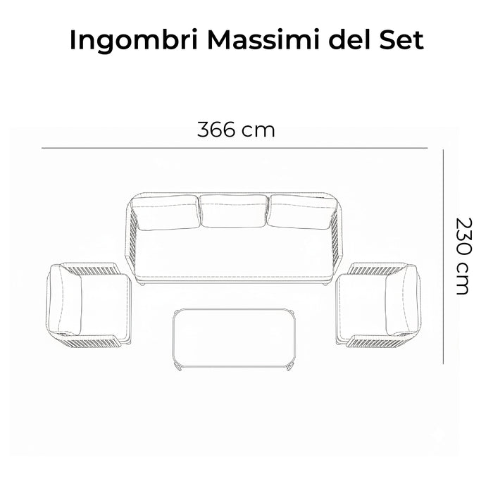 Linea Oasi Set Salotto da Esterno Avalon, Divani e Tavolino per Giardino, Terrazzo, Balcone, Comfort e Stile Naturale