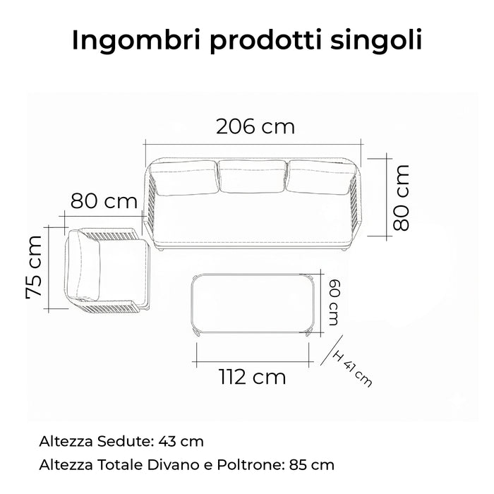 Linea Oasi Set Salotto da Esterno Avalon, Divani e Tavolino per Giardino, Terrazzo, Balcone, Comfort e Stile Naturale