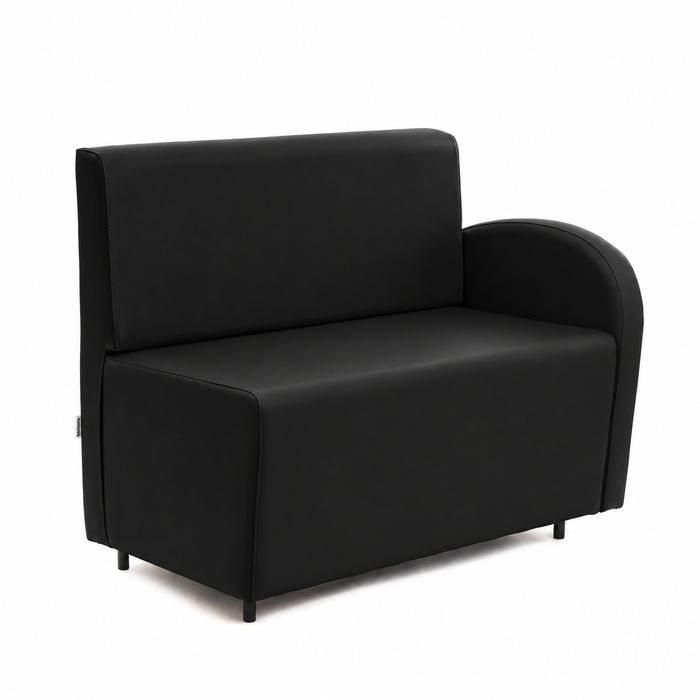 Divanetto Onda 2 posti con bracciolo sx per Locali in ecopelle Ignifugo Mamba Dim 108x62xH88
