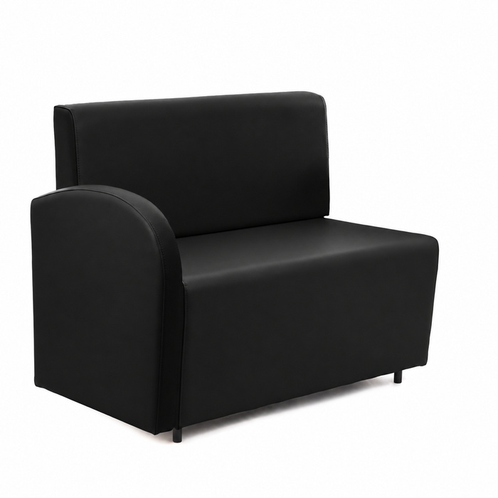 Divanetto Onda 2 posti con bracciolo dx per Locali in ecopelle Ignifugo Mamba Dim 108x62xH88