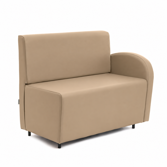 Divanetto Onda 2 posti con bracciolo dx per Locali in ecopelle Ignifugo Mamba Dim 108x62xH88