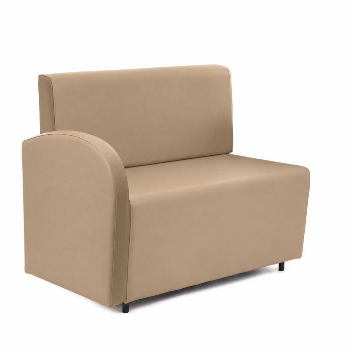 Divanetto Onda 2 posti con bracciolo dx per Locali in ecopelle Ignifugo Mamba Dim 108x62xH88