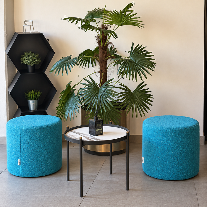 Outlet - Coppia di Cilindro rigido in tessuto Bouclè dim: 45xh43 cm colore Azzurro