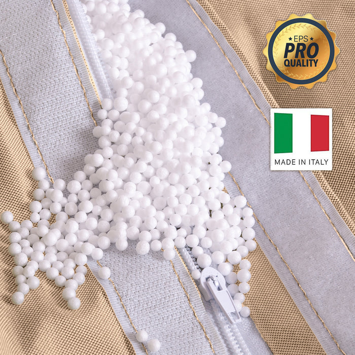 Pouf poltrona sacco con braccioli Ploof, Avalon in tessuto poliestere Jive per interno Imbottito. Dim: Ø85 x H90 cm