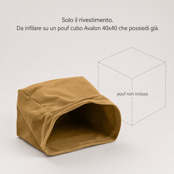 Pouf Cubo Rigido Sfoderabile 40x40 cm – Velluto o Ecopelle Antimacchia