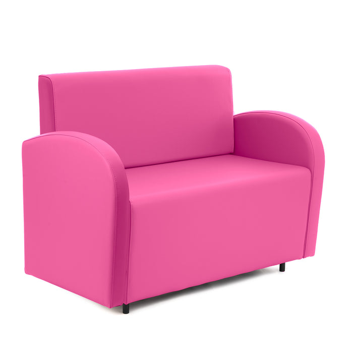 Divanetto Onda 2 posti con bracciolo dx per Locali in ecopelle Ignifugo Mamba Dim 108x62xH88