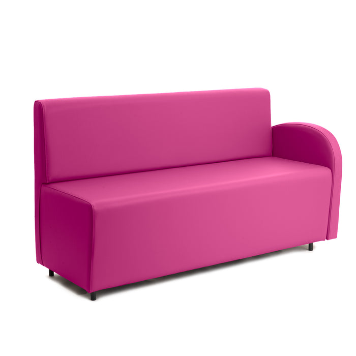 Divanetto Onda 3 posti con Bracciolo sx per Locali in ecopelle Ignifugo Mamba Dim 158x62xH88