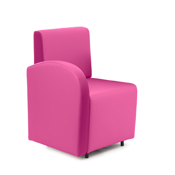 Divanetto Onda 1 posto con bracciolo dx per Locali in ecopelle Ignifugo Mamba Dim 58x62xH88