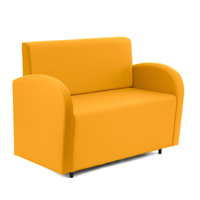 Divanetto Onda 2 posti con bracciolo dx per Locali in ecopelle Ignifugo Mamba Dim 108x62xH88