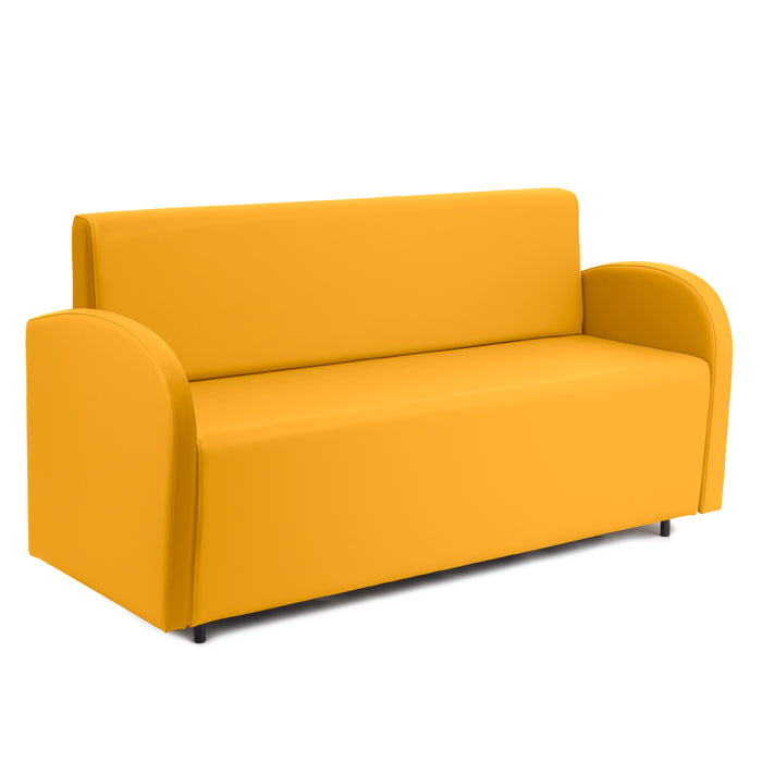 Divanetto Onda 3 posti con Braccioli per Locali in ecopelle Ignifugo Mamba Dim 166x62xH88