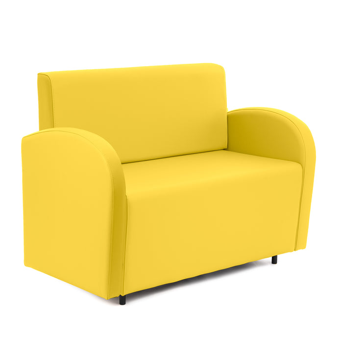 Divanetto Onda 2 posti con bracciolo dx per Locali in ecopelle Ignifugo Mamba Dim 108x62xH88