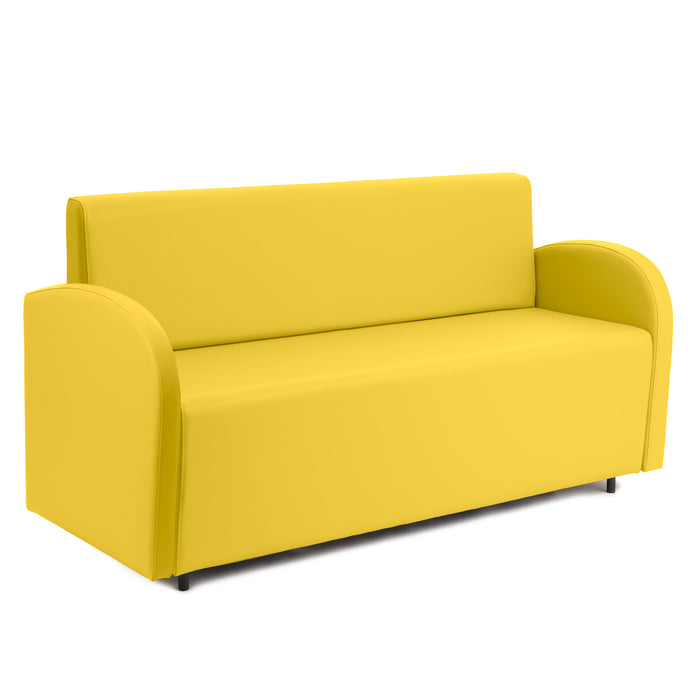 Divanetto Onda 3 posti con Braccioli per Locali in ecopelle Ignifugo Mamba Dim 166x62xH88