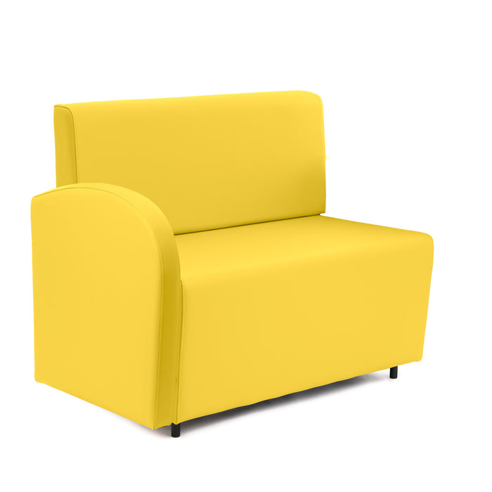 Divanetto Onda 2 posti con bracciolo dx per Locali in ecopelle Ignifugo Mamba Dim 108x62xH88