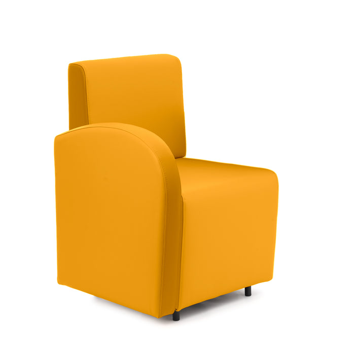 Divanetto Onda 1 posto con bracciolo dx per Locali in ecopelle Ignifugo Mamba Dim 58x62xH88