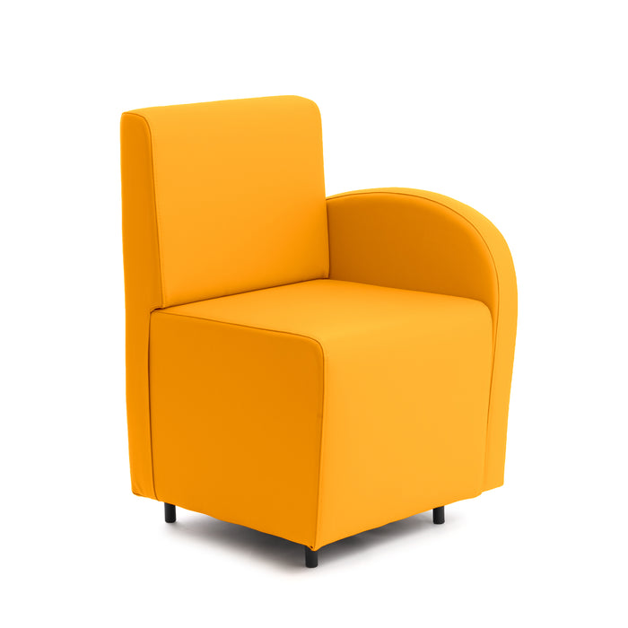 Divanetto Onda 1 posto con bracciolo dx per Locali in ecopelle Ignifugo Mamba Dim 58x62xH88