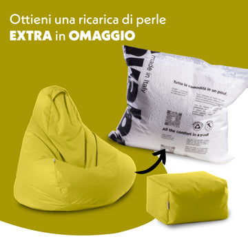 Pouf poltrona sacco Herry con poggiapiedi Avalon in tessuto