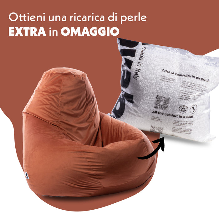 Pouf Poltrona Sacco Grande BAG XXL in velluto dim. 95 x 135 cm