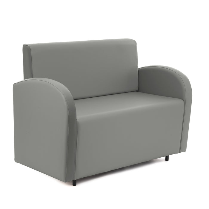 Divanetto Onda 2 posti con bracciolo dx per Locali in ecopelle Ignifugo Mamba Dim 108x62xH88