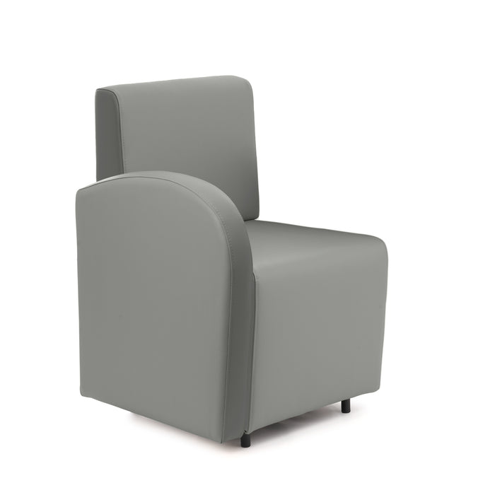 Divanetto Onda 1 posto con bracciolo dx per Locali in ecopelle Ignifugo Mamba Dim 58x62xH88