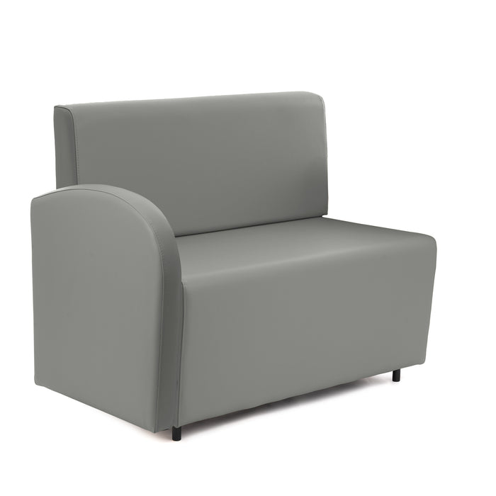 Divanetto Onda 2 posti con bracciolo dx per Locali in ecopelle Ignifugo Mamba Dim 108x62xH88