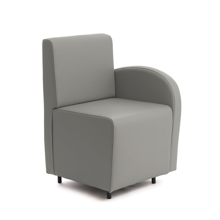 Divanetto Onda 1 posto con bracciolo dx per Locali in ecopelle Ignifugo Mamba Dim 58x62xH88