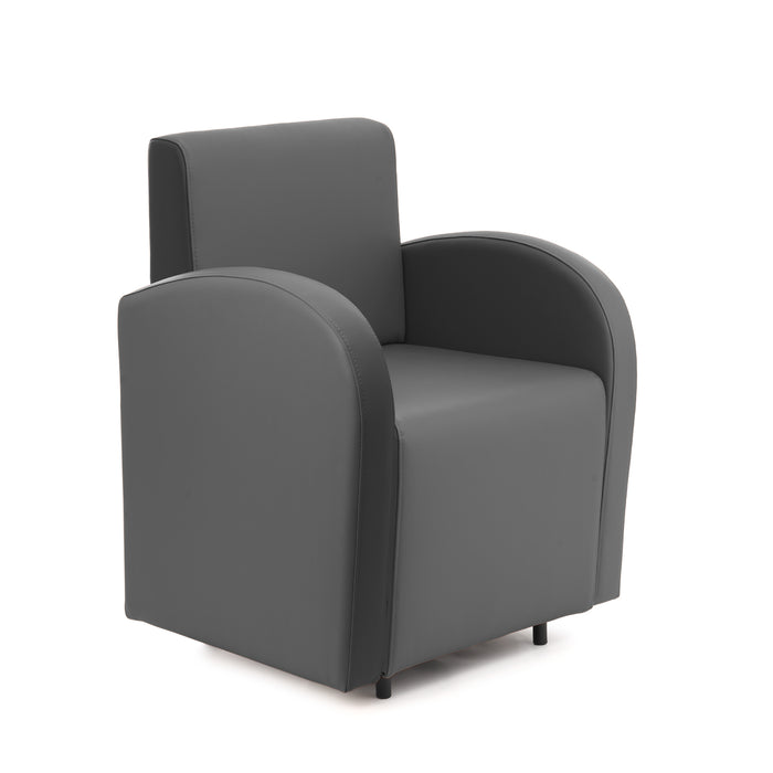 Divanetto Onda 1 posto con braccioli per Locali in ecopelle Ignifugo Mamba Dim 66x62xH88
