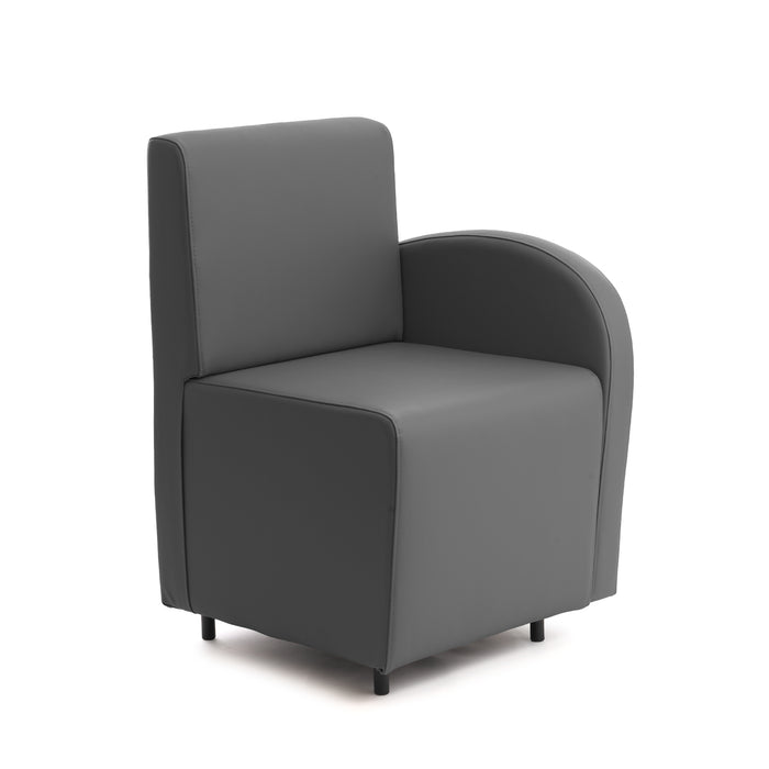 Divanetto Onda 1 posto con bracciolo dx per Locali in ecopelle Ignifugo Mamba Dim 58x62xH88